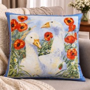 Poduszka dekoracyjna 40x40 rustykalna gęsi maki boho handmade