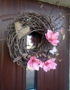 Wianek na drzwi wiosenny naturalny duży okazały średnica 45 55 cm