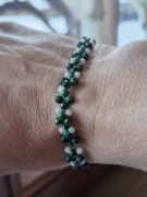 Bransoletka damska z kamieni naturalnych, malachit, kamień księżycowy