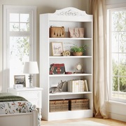 Biały regał z 5 półkami i półkami do przechowywania, wolnostojący 185cm