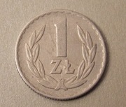 1 złoty 1975 r. Ze znakiem mennicy