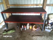 Stół warsztatowy, stalowy masywny z półką.malowany