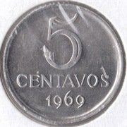 BRAZYLIA 5 centavos 1969, KM# 577.2, AU