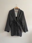 Czarne kimono w paski narzutka marynarka przekładane 38 M eleganckie