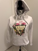 Bluza damska GUESS biała z kapturem flamingi print M/L 