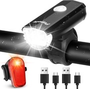 Zestaw Oświetlenia Rowerowego LED IPX4 Wodoodporne bateria USB NOWE 330