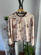 Śliczna bomberka w kwiaty z wiskozy floral print pudrowy róż L 40