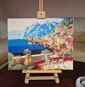 Obraz malowany ręcznie na płótnie farbami akrylowymi.