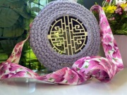 Torebka liliowa handmade boho