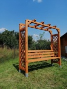 Pergola ogrodowa drewniana kratka kratownica ławeczka 