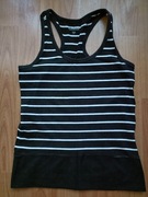 T-shirt bokserka na ramiączkach czarna w białe paski Cubus rozmiar 164