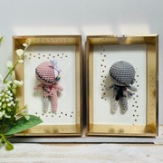 Komplet szydełkowych laleczek voodoo w złotych ramkach prezent ślubny