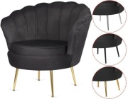 Krzesło Fotel Muszla Lugano DONNA VELVET BLACK