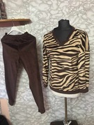 Brązowe dresy welurowe biust 80 panterka