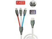 Kabel do telefonu 3w1 FAST IPHONE Micro USB Typ C ładujący