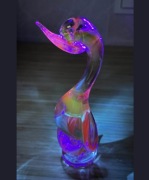 Aleksandrytowe/ Neodymowe Murano Włochy ptak 20,5 cm szkło kolorowe