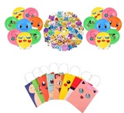 Zestaw imprezowy dla dzieci balony + torby na prezenty, naklejki POKEMON /R