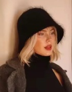  Czapka kapelusz typu bucket z angory czarna