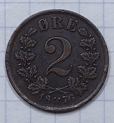 #1239 Norwegia 2 ore 1876 