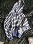 Fioletowo-biała bluza rozpinana w paski