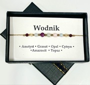 Bransoletka Oczyszczona Energia Znak Zodiaku WODNIK Topaz Granat Opal