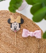 Dekoracja na tort myszka minnie z masy cukrowej kokarda urodziny