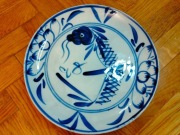 Duży stary talerz karp koi ceramika Chiny