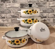 Garnki emaliowane 5 sztuk