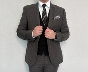 Garnitur szary/brązowy krata Pierre Cardin 50