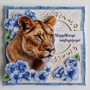 Kartka na Dzień Kobiet z lwicą HANDMADE