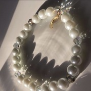 HIT! Bransoletka perły, kryształki, księżyc 