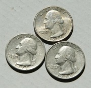 25 cent 1973 1974 1977  Washington quarter dollar zestaw 3 sztuk Stan !