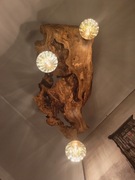 Lampa wisząca z korzenia drzewa oliwnego sznur jutowy Loft Handmade