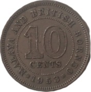 Malaja i Brytyjskie Borneo 10 cents z 1953 roku - OBEJRZYJ MOJĄ OFERTĘ