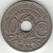 Francja 10 centymów centimes 1934 21,3 mm