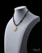 Naszyjnik Tygrysie Oko Piryt Turmalin – talizman ochronny, stal