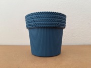 Okrągła Doniczka Niebieska Z Wzorem Wymiary, Ok. 14x16 cm