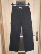 34 Czarne spodnie bojówki z kieszeniami szerokie nogawki rozmiar XS/34