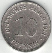298 Niemcy Cesarstwo 10 pfennig 1914 D