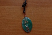 Naszyjnik zielony Agat z miedzią. Rękodzieło.