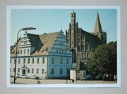 Lubsko.Ratusz i gotycki kościół 1975r