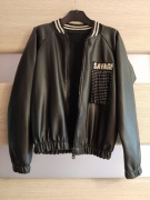 KIZ Kurtka czarna skóropodobna z frędzlami 146