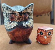 Sowa 14x9 cm, sówka 5x5 cm - figurki drewniane
