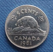 Moneta Kanada 5 centów 1981