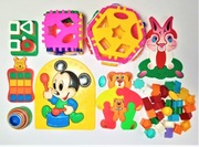 DUŻY ZESTAW UKŁADANEK SORTERY PUZZLE 8 sztuk