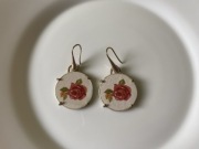 Stare kolczyki vintage retro folk kwiaty Florial PRL