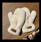 NOWE! Rękawiczki Mitenki Futerko Pluszowe | Milutkie Kremowe | A Teddy Bear