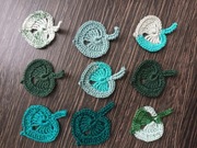 Listki liście na szydełku kordonek zestaw zielone kolorowe 