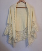 szal chusta szalik kremowy beżowy vintage