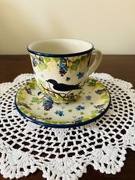 Filiżanka z talerzykiem ceramika bolesławiecka